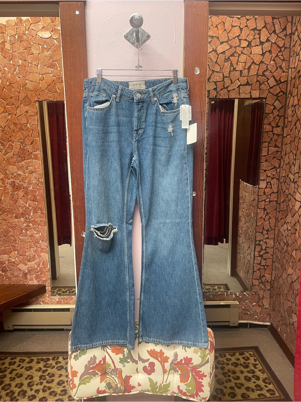 We The Free Medium Blue Distressed Flare Jeans